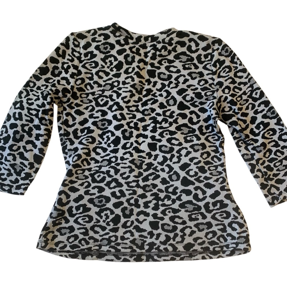 Marc New York Andrew Marc leopard knit 3/4 sleeve black white designer print - Picture 5 of 6